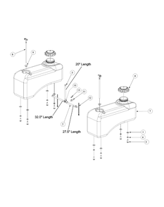 Fuel Tank Assembly Diagram and Parts List for M60-KW 53AB5DBX150-23-HP Cub Cadet Lawn Tractor